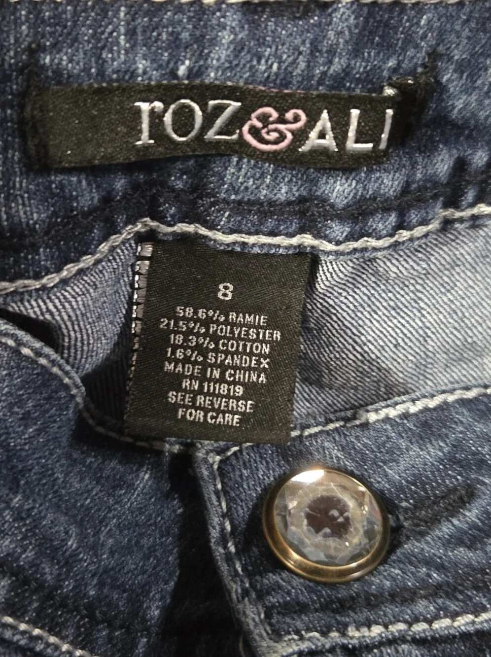 Roz & Ali Rhinestone/sequin Blue Embellished Pocket Jeans